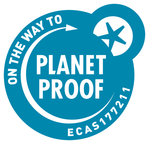 Wij voldoen aan Planet Proof met certificaatnummer ECAS177211